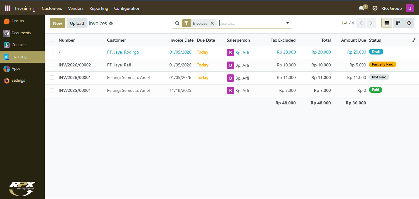 Tampilan Invoice