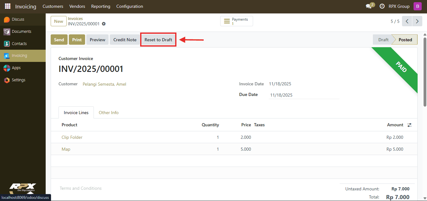 Proses Reset Invoice